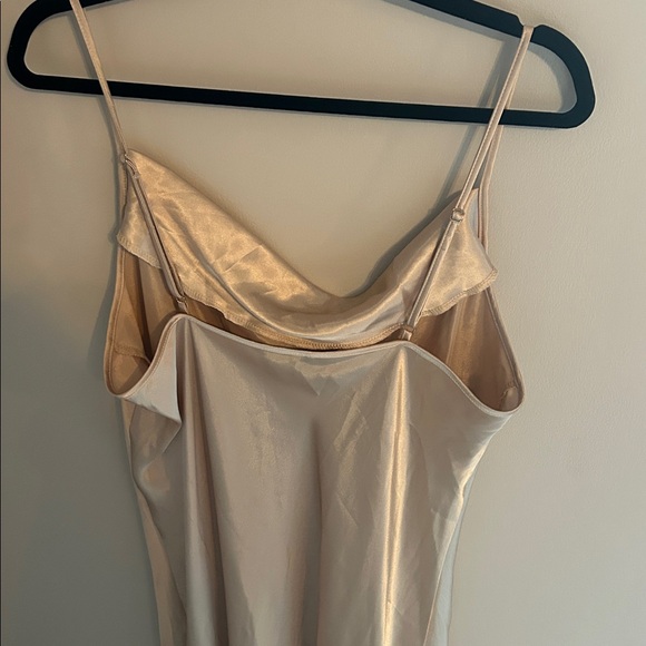Bebe Champagne Satin Slip Dress with Cowl Neck - Picture 4 of 8